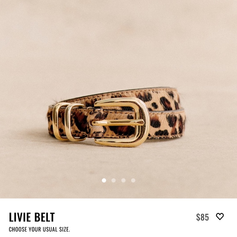 Sézane Leopard Print Belt with Gold Buckle